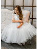 Beaded Ivory Lace Tulle Fairy Flower Girl Dress